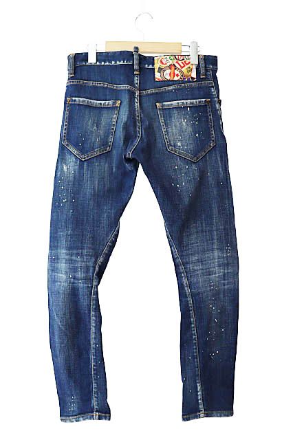 ディースクエアード Sexy Twist Jean セクシー ツイスト ダメージ ステッチ ペイント加工 スリム デニム パンツ ジーンズ 44 インディゴ ブルー ブランド古着ベクトル AA 251101