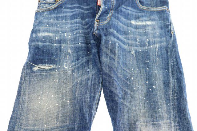 ディースクエアード Sexy Twist Jean セクシー ツイスト ダメージ ステッチ ペイント加工 スリム デニム パンツ ジーンズ 44 インディゴ ブルー ブランド古着ベクトル AA 251101 スラックス パンツ メンズ