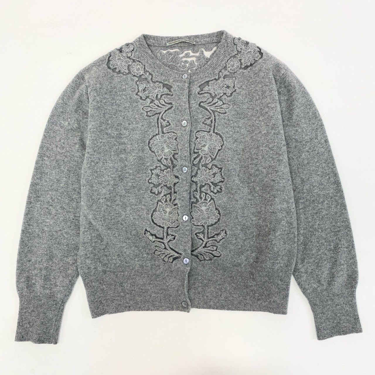 【新品同様】エルマンノシェルヴィーノ　カーディガン　レース　ニット　ウール 48k2 Ermanno Scervino エルマンノ シェルヴィーノ イタリア製