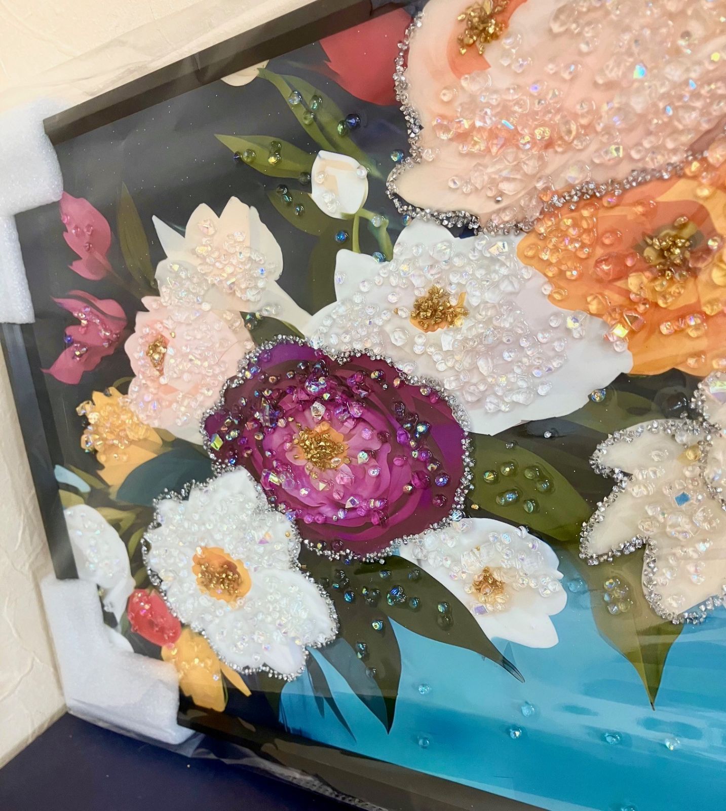 巨大水晶絵　 アートパネル　フラワー　フレームアート　絵画　絵　花　キラキラ 巨大水晶絵 アートパネル フラワー フレームアート 絵画 絵 花