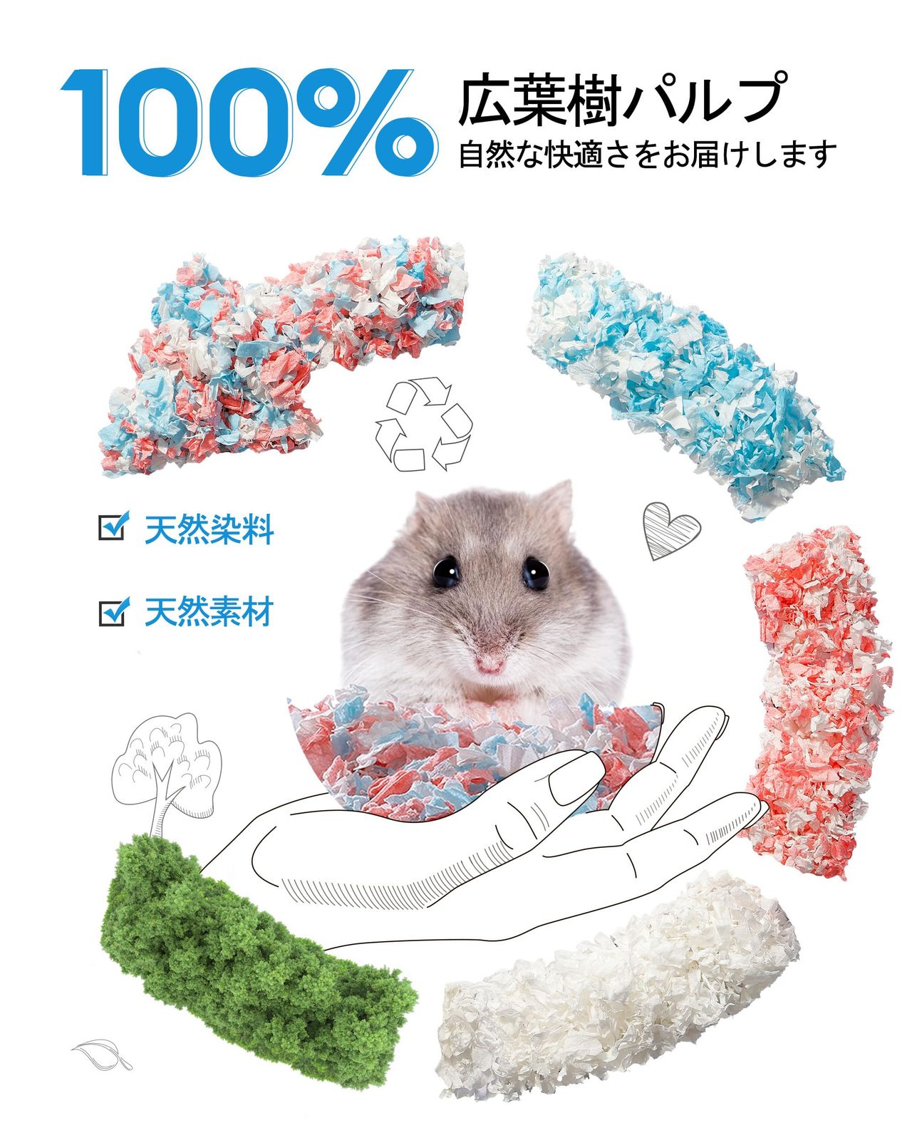 特価商品 BUCATSTATE ハムスター 床材 紙 無塵【圧縮パッケージ 大容量】ハムスター マット 広葉樹マット 小動物 床材 雲の上で眠るような柔らかさ 超ふわふわ クラウドシリーズ 天然素材 紙 消臭 快適 うさぎ マット ハムスター モルモット ウサ