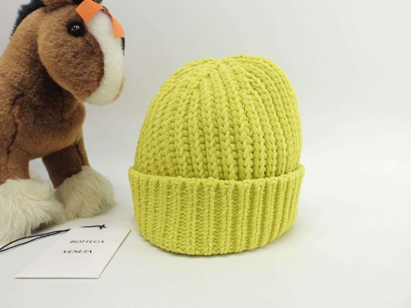 ボッテガヴェネタ 厚手ニット帽 ナイロン 黄 ヘッドウォーマー 帽子 1