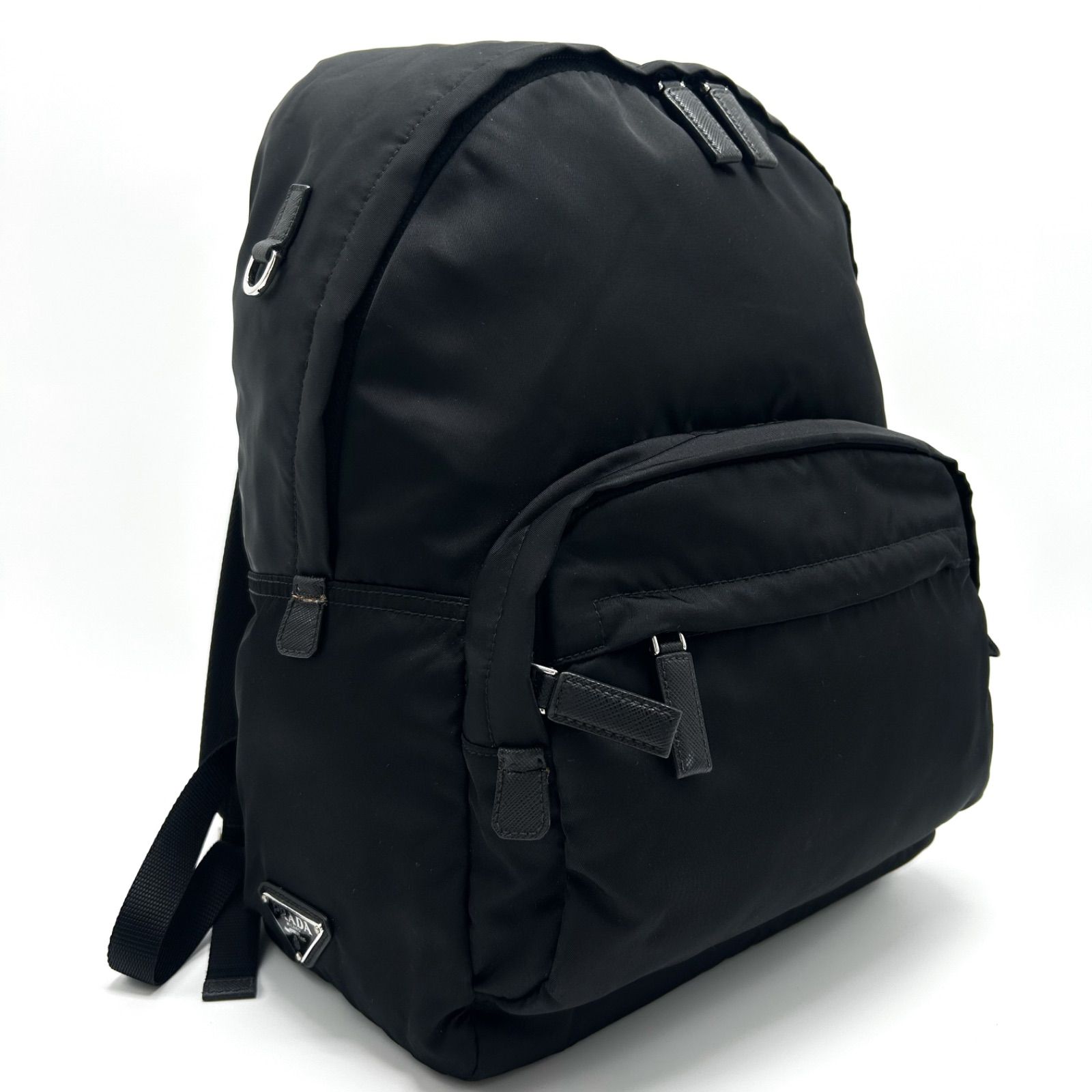 大人気✨プラダ　リュック　バックパック　三角ロゴ　ブラック　ナイロン　レザー PRADA ブラック ミニリュック・バックパック 三角ロゴ ナイロン ブラック