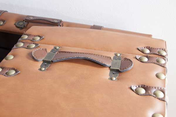 合皮製のトラディショナルなトランクボックス収納セット スツール