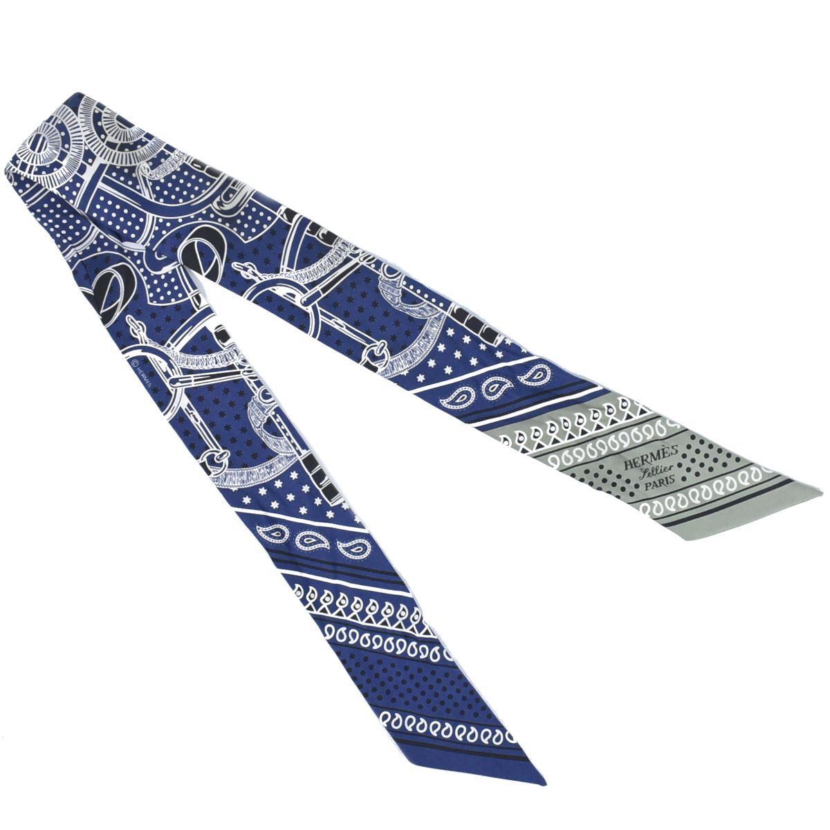 物 エルメス HERMES Eperon d Or Bandana エプロン ドール バンダナ ツイリー スカーフ バンダナ シルク ネイビー マルチ 服飾小物 フォロー割