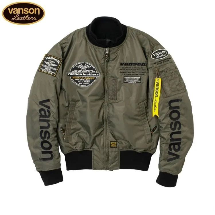 VANSON バンソン VS25108W MA-1ジャケット カーキ ブラック 着脱式ネックウォーマー装備 肩 肘 脊髄 胸部プロテクター装備