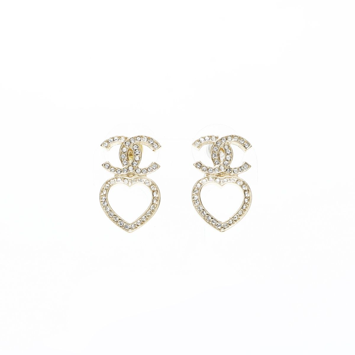 CHANEL シャネル ピアス P23B ハート ココマーク ラインストーン