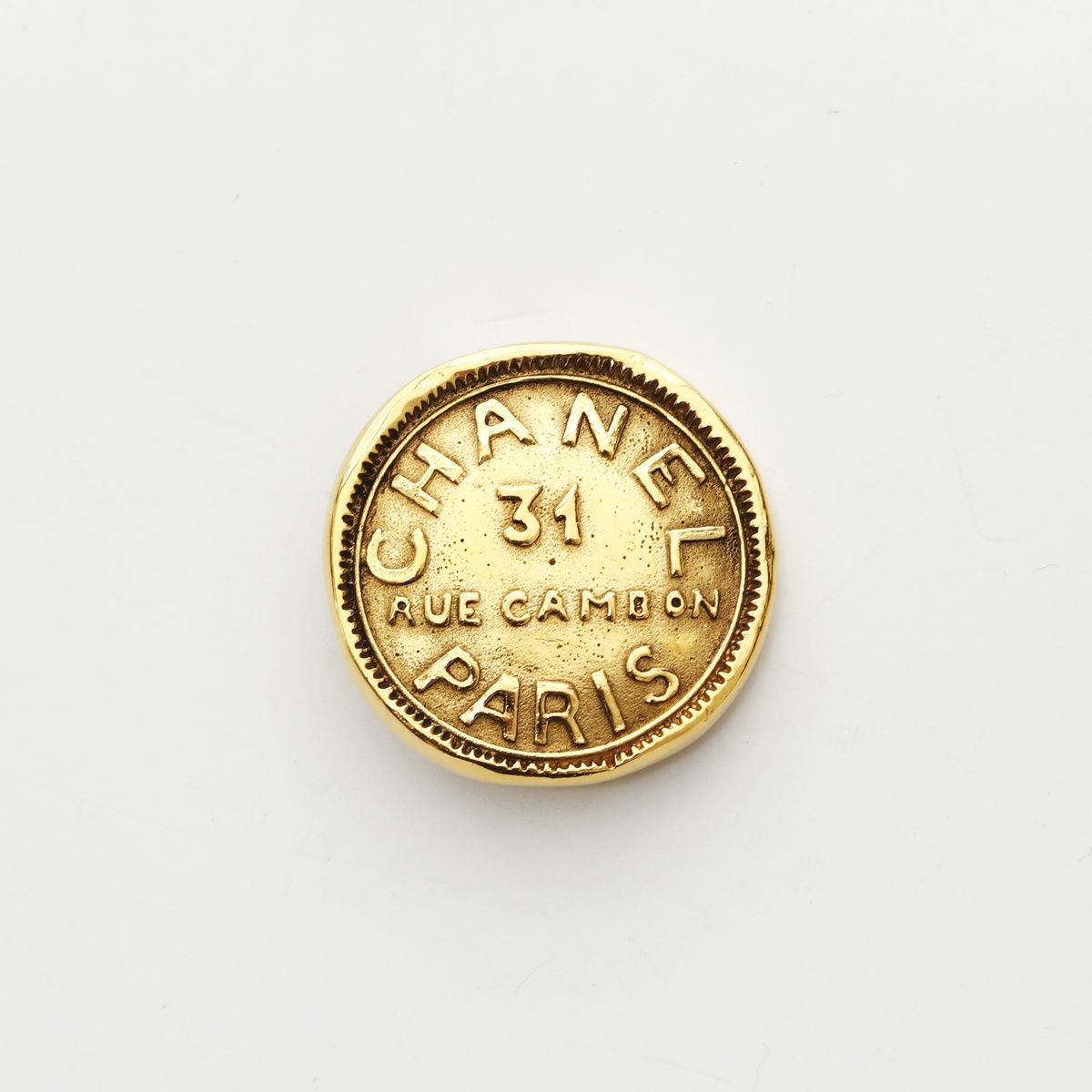 CHANEL シャネル ブローチ ラウンド ロゴ プレート カンボン 1980s
