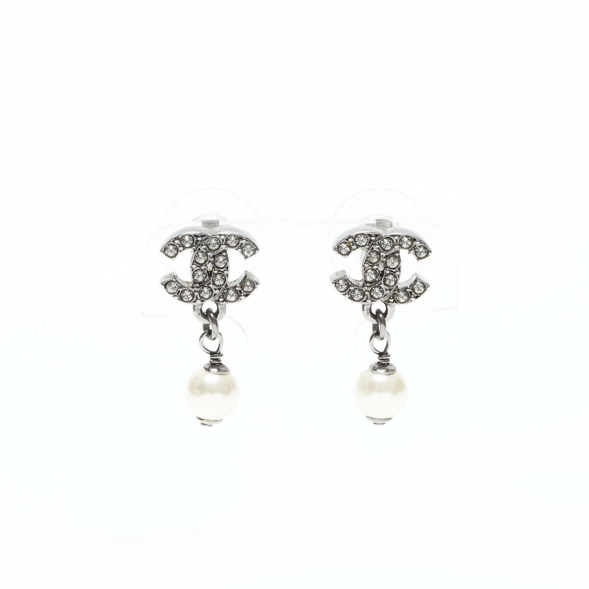 CHANEL シャネル ピアス 10A 2010 ラインストーン ココマーク パール