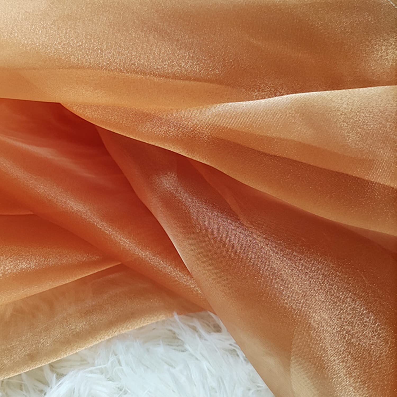 新品 moonfarm 選べる20色 高光沢 オーガンジー 生地 2ｍ×幅150cm 手芸 カラー 無地 布 (飴色)