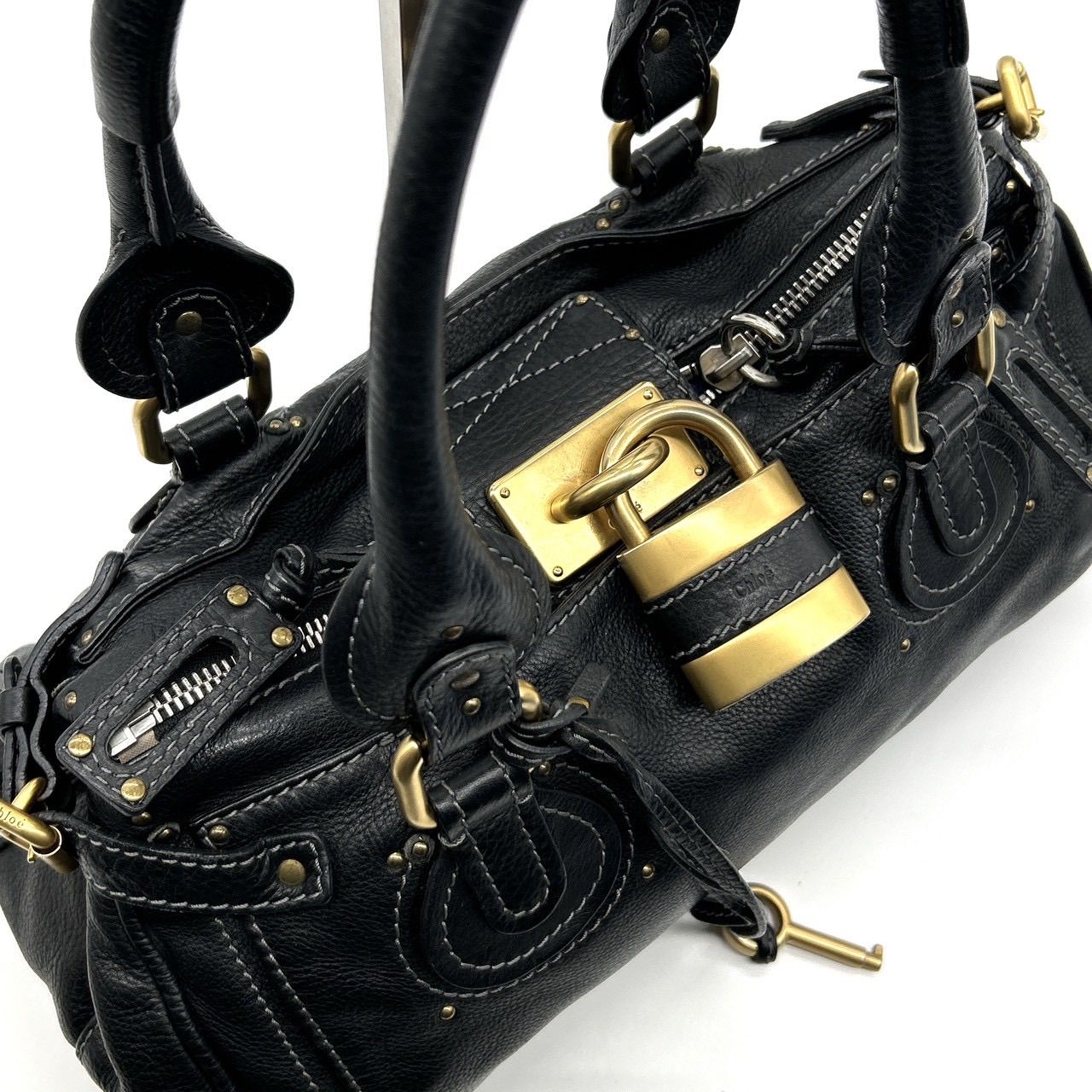 美品　Chloe　クロエ　パディントン　黒ブラック　南京錠　ハンドバッグ　y2k Chloe クロエ パディントン ハンドバッグ ブラック Paddington トート
