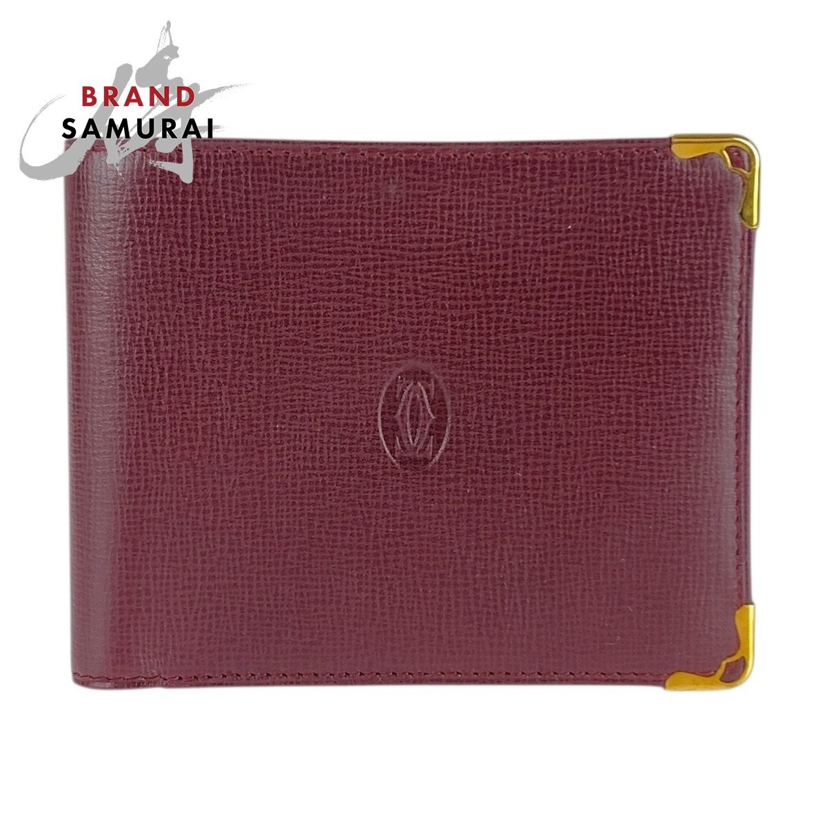 CARTIER カルティエ マストライン ワインレッド ボルドー レザー 札入れ 折財布 コンパクトウォレット レディース 505825