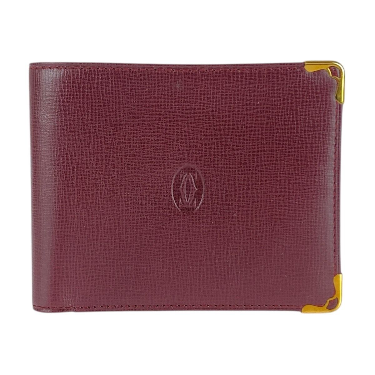 CARTIER カルティエ マストライン ワインレッド ボルドー レザー 札入れ 折財布 コンパクトウォレット レディース 505825