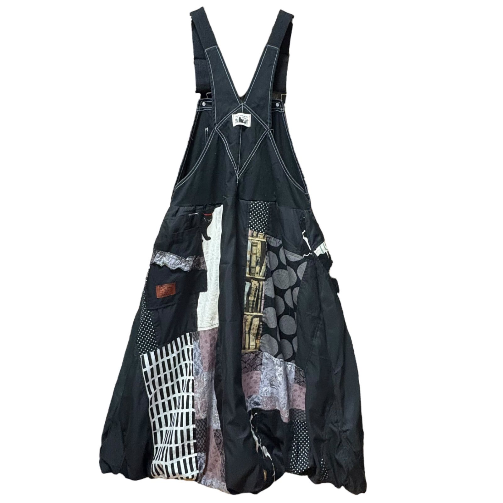 猫柄布タグビックポケットパッチワーク 古着リメイク