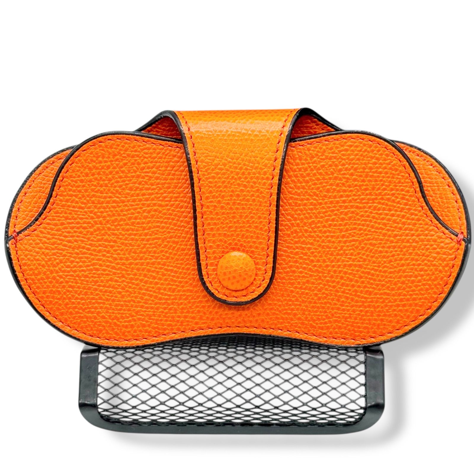 箱 ギャラ付 ヴァレクストラ メガネケース オレンジ 本革 de2