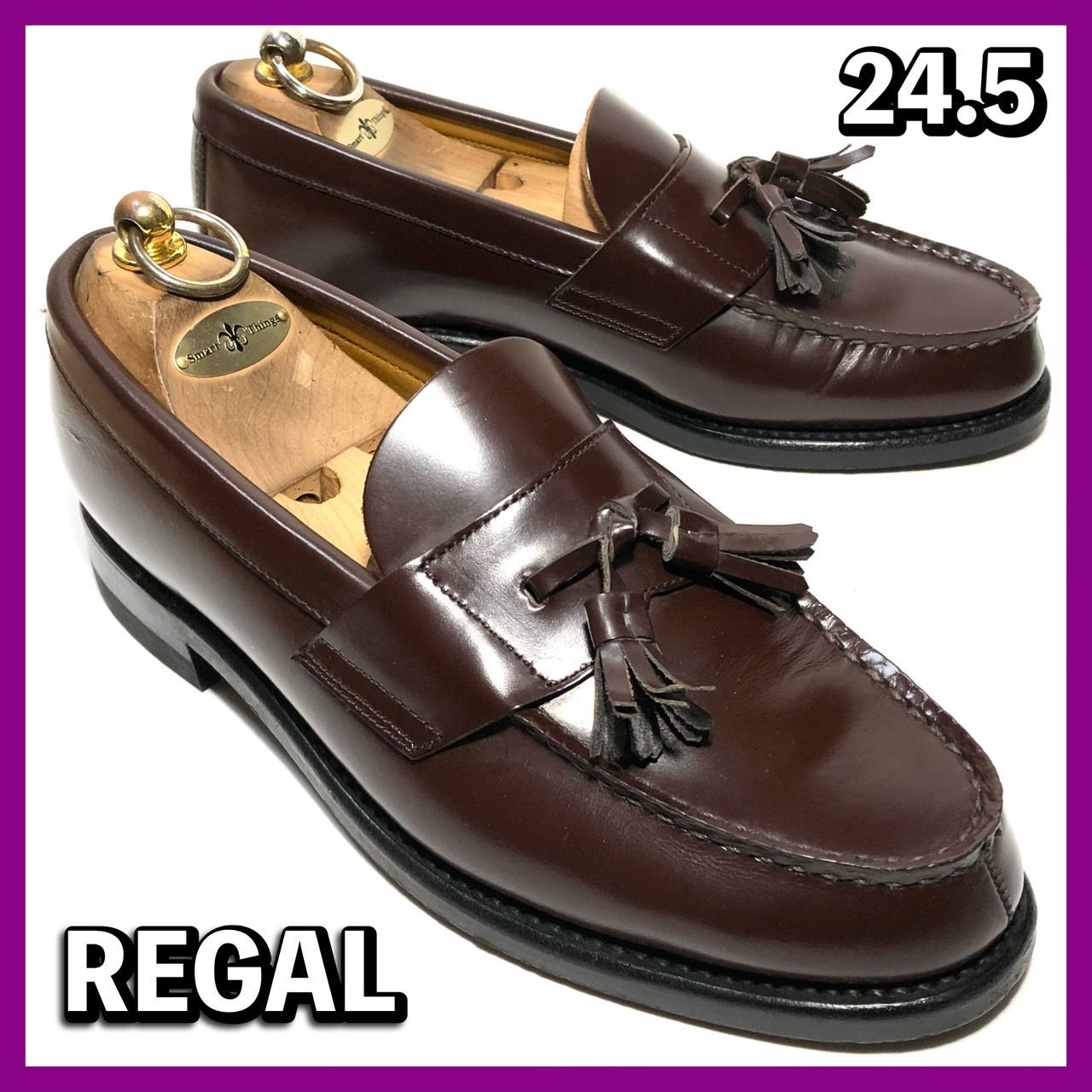 リーガル REGAL 24.5cm EE メンズ タッセル ローファー 茶 ブラウン 