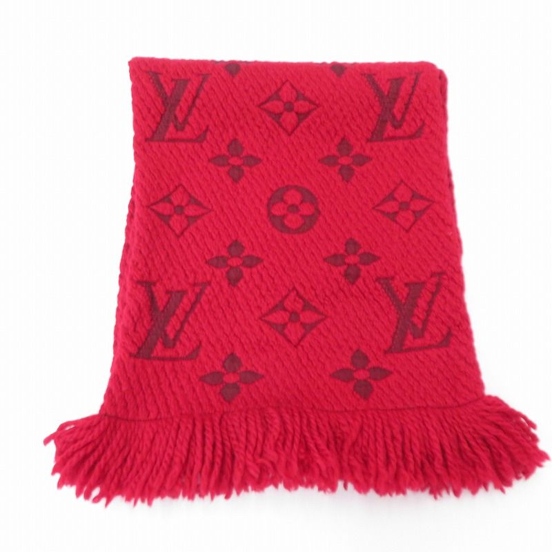 瀬戸大橋店 LOUIS VUITTON ルイ ヴィトン マフラー エシャルプ ロゴマニア M72432 レッド 135