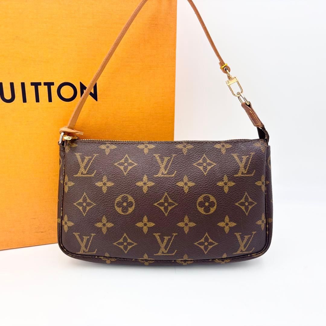 ルイヴィトン モノグラム M51980 ポシェット アクセソワール ポーチ ハンドバッグ ブラウン PVC レザー レディース