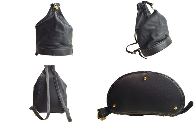 品 LOEWE ロエベ アントン リュック ネイビー レザー ポーチ付き ゴールド金具 180-251029-SS-08-ich