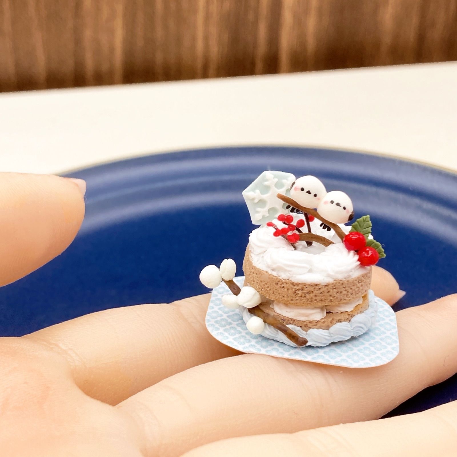 ミニチュア シマエナガさんケーキ ハンドメイド ミニチュアスイーツ