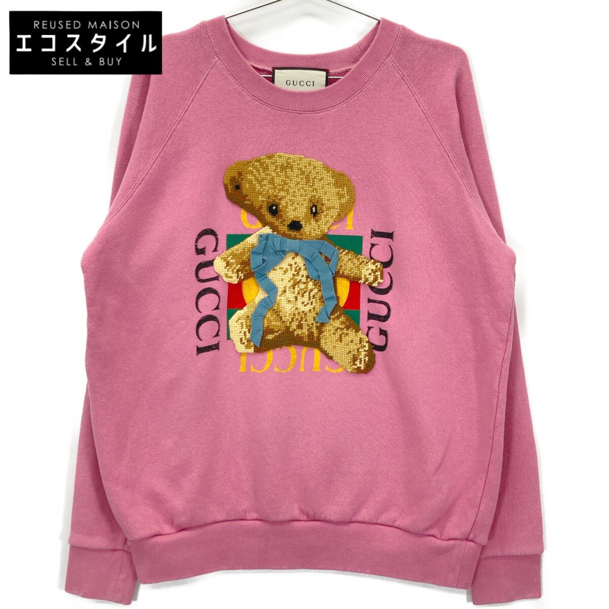 GUCCI グッチ 489677 18SS ﾋﾟﾝｸ ﾃﾃﾞｨﾍﾞｱﾘﾎﾞﾝｽｳｪｯﾄ XS