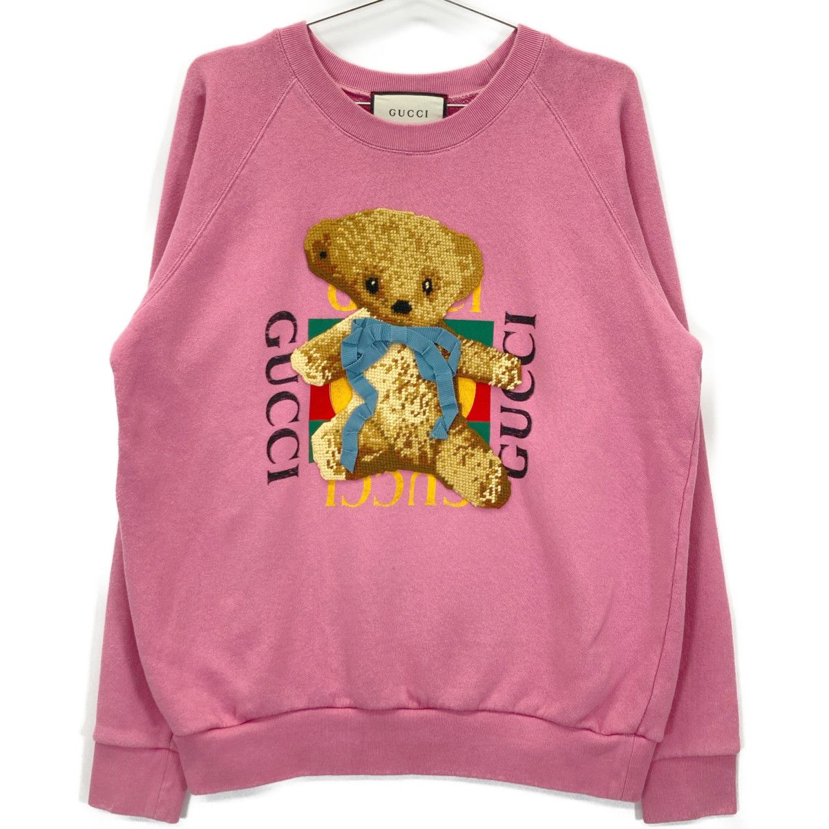 GUCCI グッチ 489677 18 SS ﾋﾟﾝｸ ﾃﾃﾞｨﾍﾞｱﾘﾎﾞﾝｽｳｪｯﾄ XS