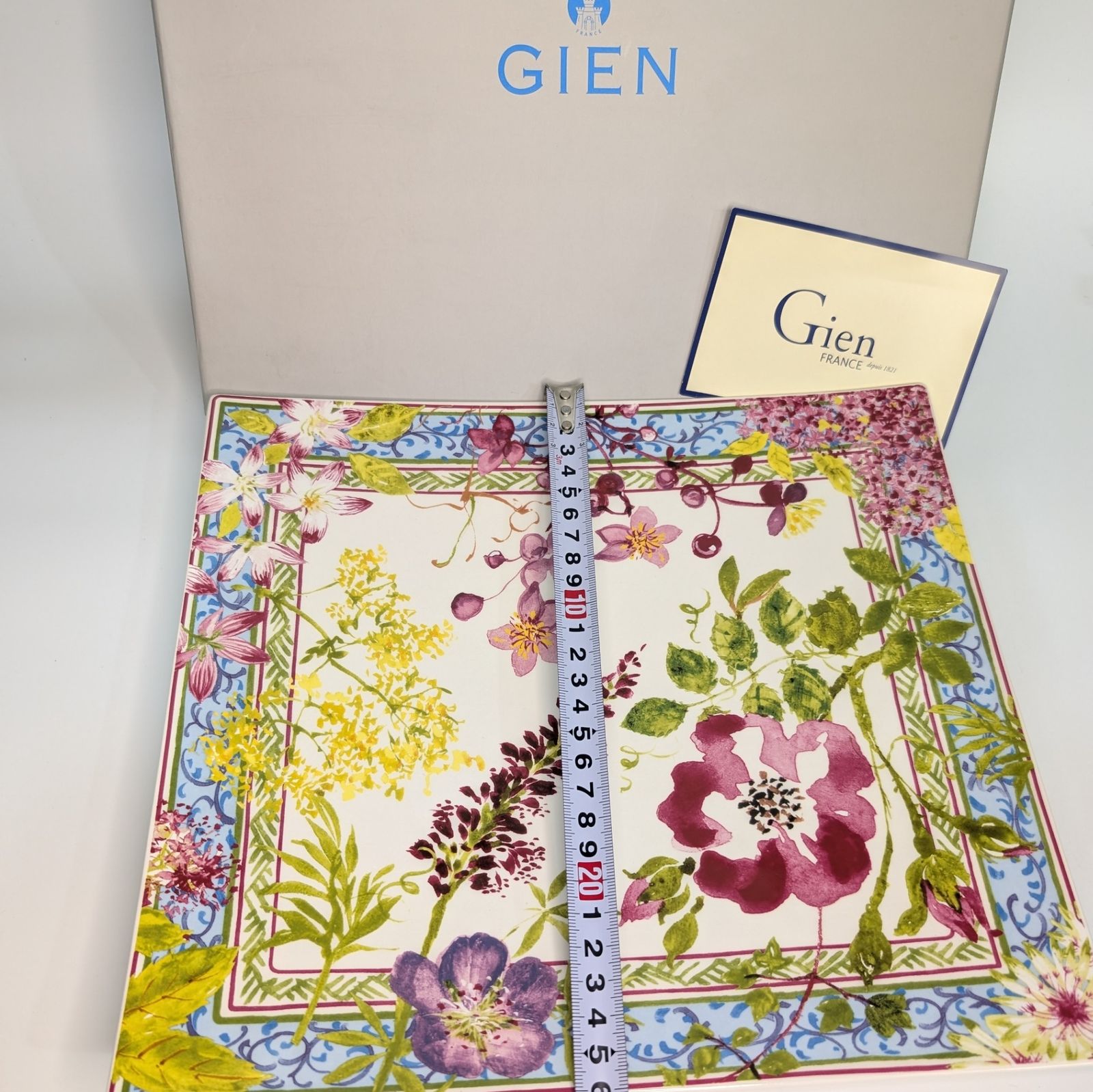 GIEN ジアン ミルフルール スクエアプレート 花柄陶器皿 2枚セット Gien ミルフルール スクエアプレート GIEN ジアン ミルフルール