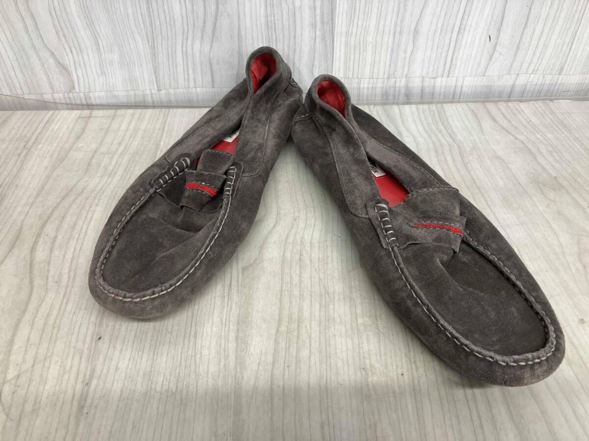 MANOLO BLAHNK マノロ ブラニク ローファー メンズ チャコールグレー size43 モカシン スウェード スクエアトゥ
