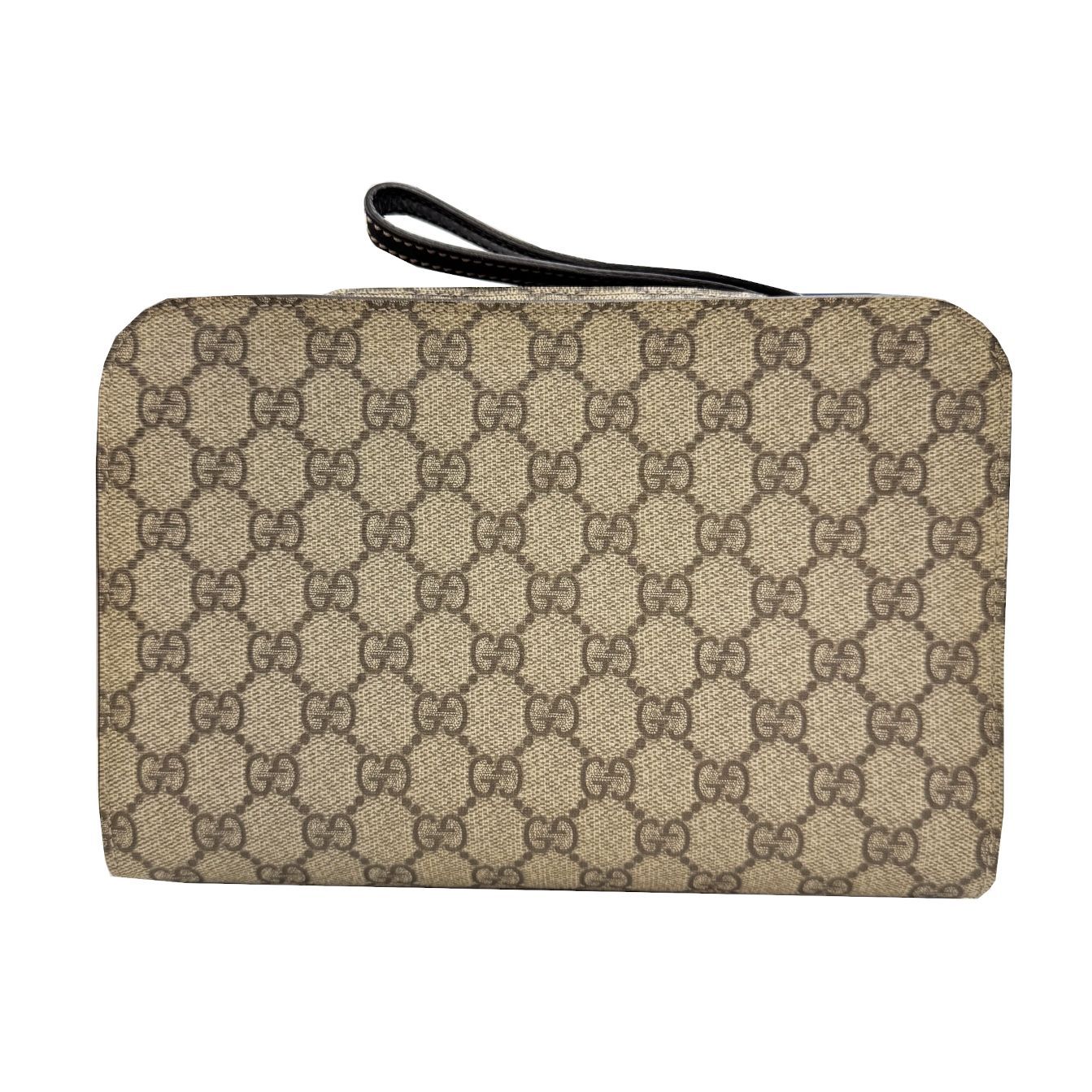 GUCCI グッチ GGスプリーム クラッチバッグ セカンドバッグ 201755 ブラウン系 PVC レザー ゴールド金具 メンズ レディース ユニセックス お洒落 カジュアル デイリー ブランドギャラリー