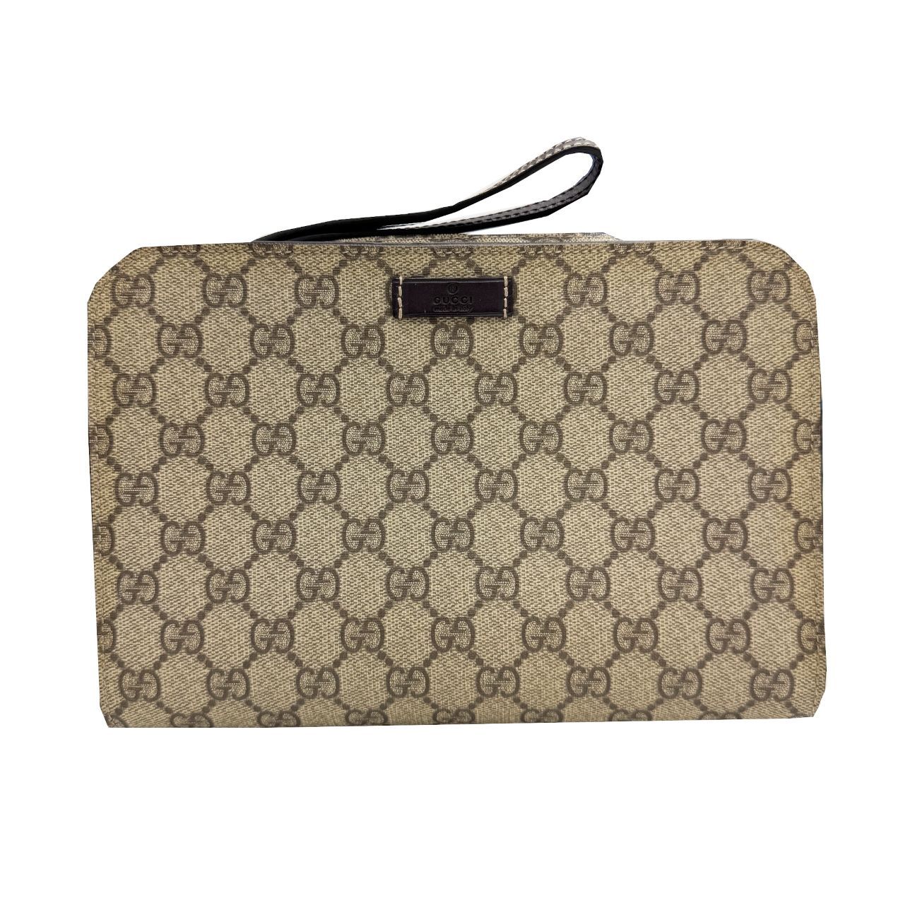 GUCCI グッチ GGスプリーム クラッチバッグ セカンドバッグ 201755 ブラウン系 PVC レザー ゴールド金具 メンズ レディース ユニセックス お洒落 カジュアル デイリー ブランドギャラリー心斎橋店