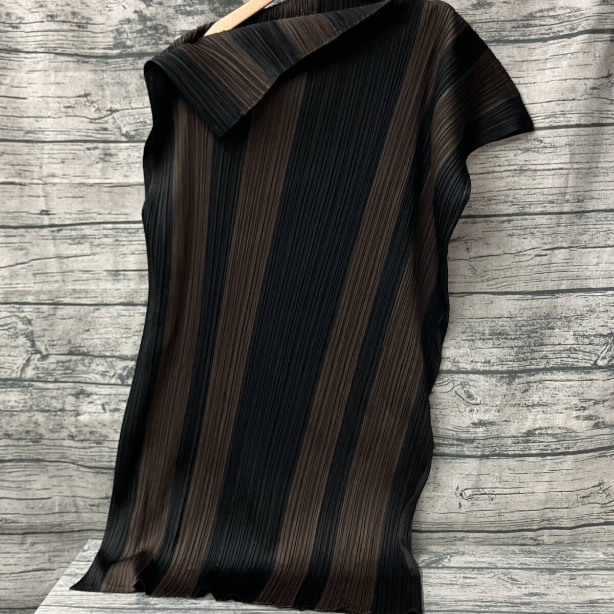 PLEATS PLEASE プリーツプリーズ PP21-JH542 ストライプ 半袖ワンピース サイズ3