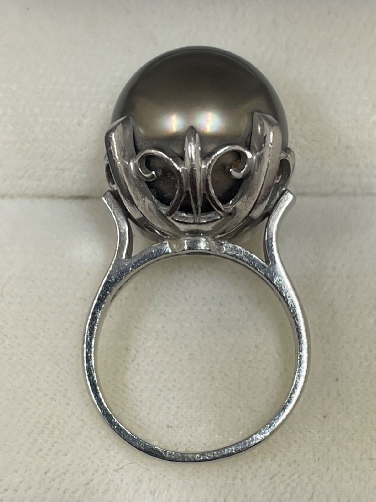 Pt900 タヒチ真珠 ダイヤモンドリング #12 リング Pt900 黒蝶真珠