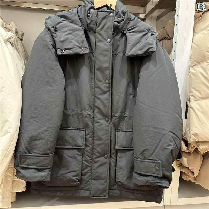 ダウンジャケット レディース Aライン 雪尼ール 暖かい 厚手 フード付き アイボリー ブラック ブラウン S M L XL