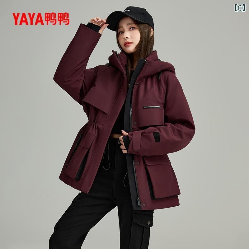 ダウンジャケット レディース 中綿入り フード付き アウター ジャンパー ブルゾン ゆったり ワークテイスト カジュアル スポーティー かわ GULLKHAN_COM