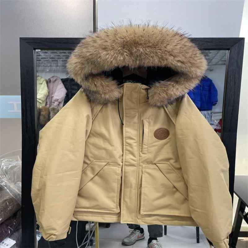 ダウンジャケット レディース フード付き ラクーンファー ミドル丈 ゆったり ワークテイスト 防寒 アウター ジャンパー ブルゾン ネイビー