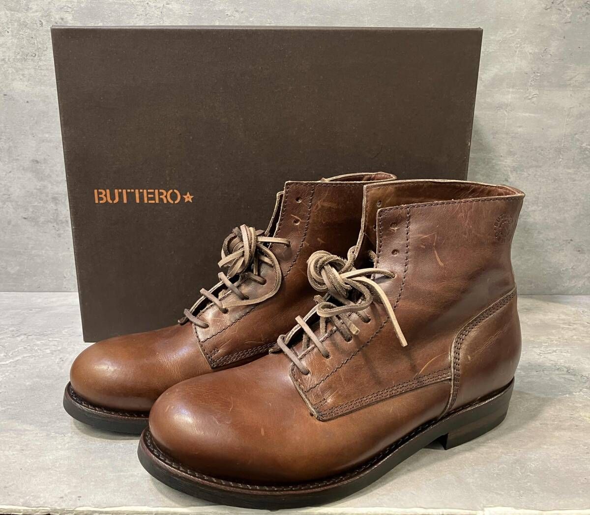 BUTTERO B4420 lace up boots レースアップブーツ サイズ41 1 2 箱有り ブラウン ブッテロ