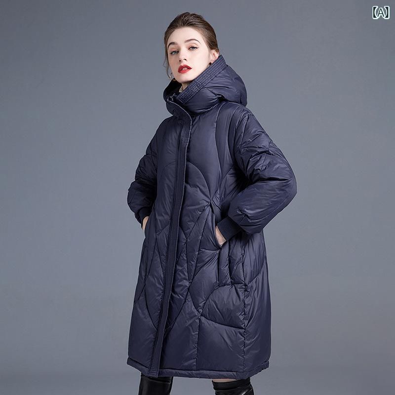 ダウンジャケット レディース 中綿入り Aライン フード付き 暖かい 防寒 軽量 アウター 紺色 黒色 ポリエステル