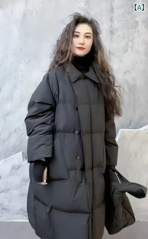 ダウンジャケット レディース 大きいサイズ ゆったりめ 秋冬 文芸風 ナイロン 黒 暗赤色 オフホワイト 豆グリーン ライトグレー