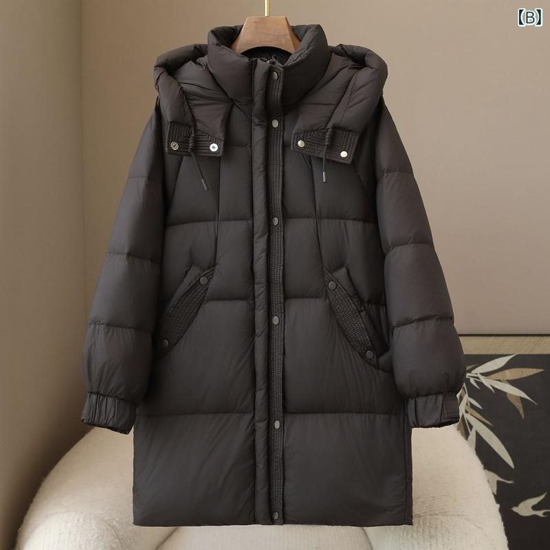 ダウンジャケット レディース ファッション 連帽 90 ホワイトダックダウン 防寒 厚手 ポリエステル ゆったり レッドブラウン ダークブラウ GULLKHAN_COM