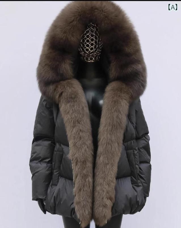 ダウンジャケット レディース フォックスファー 毛襟 アウター ショート丈 ゆったりサイズ ブラック カーキ グリーン ブルー レッド パープ