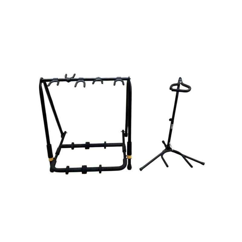 HERCULES GS525B ＆ On-Stage GS7155 ギタースタンドセット 5本用 1本用 折りたたみ式 楽器スタンド