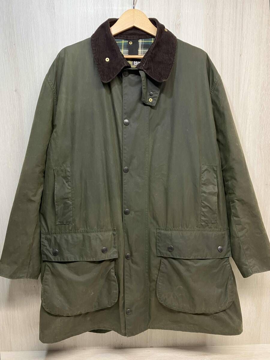 BARBOUR A200 BORDER 2ワラント オイルドジャケット ボーダー バブアー 裏地チェック柄 メンズ コート コーデュロイ襟 C44 8605626