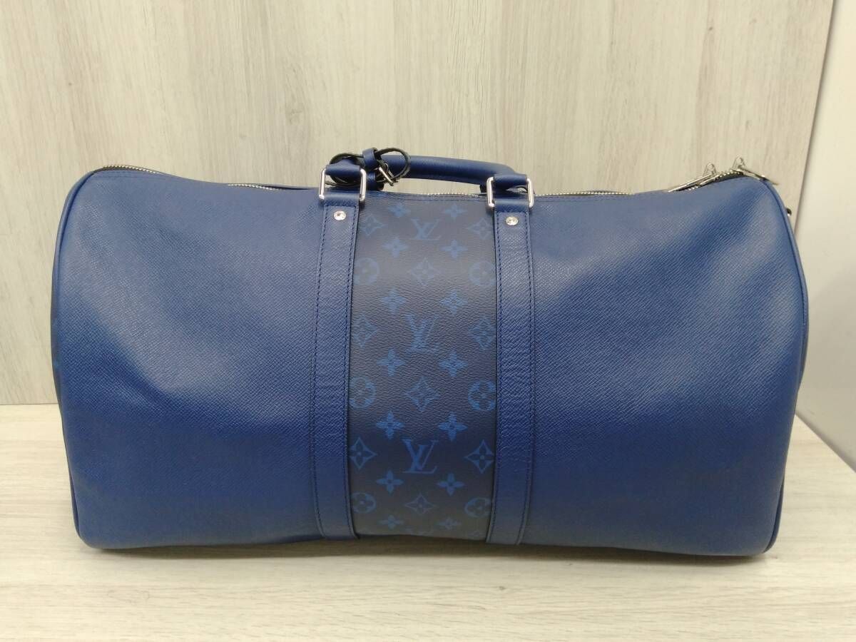ルイヴィトン LOUIS VUITTON タイガラマ 機番無 キーポル バンドリエール50 青 ボストンバッグ 鑑定書 パドロック キー 保存袋付 DECORATOM_COM_BR