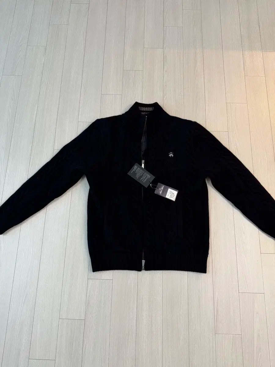 ネイビー ブルックス ブラザーズ ウール ケーブル フル ジップアップ ニット セーター M 韓国 100