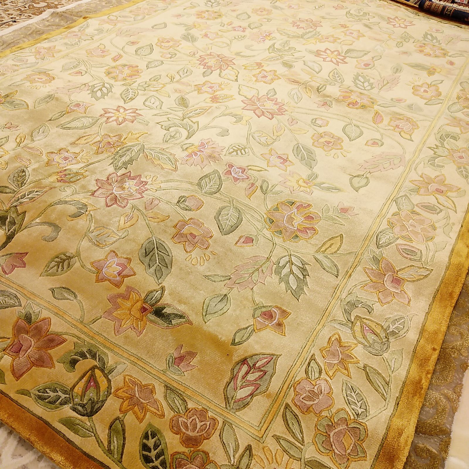 カーペット ラグ 段通調カーペット 約166х237 シルク段通調 シルク緞通調