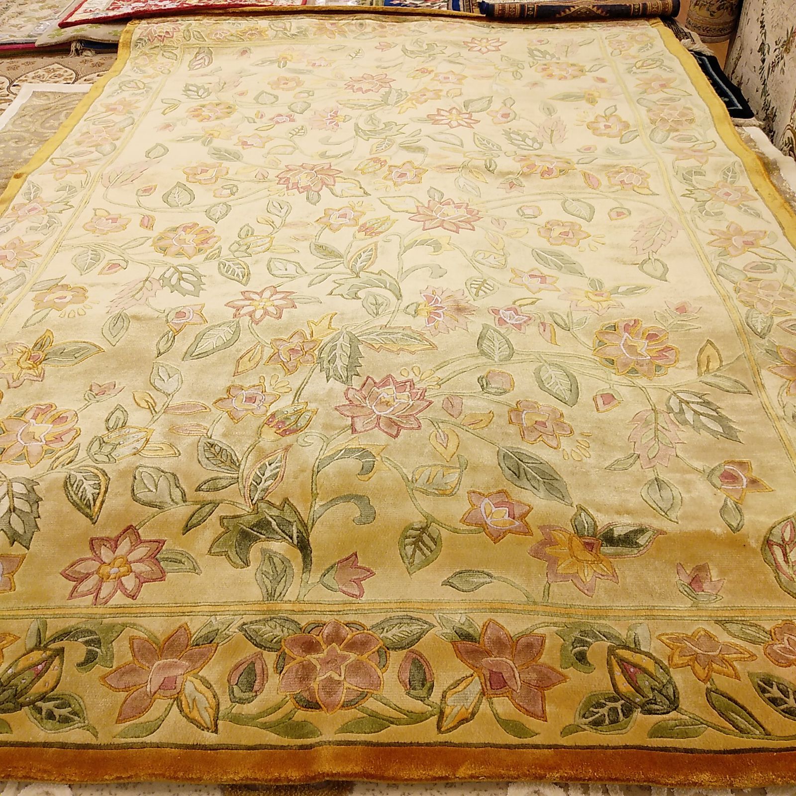 カーペット ラグ 段通調カーペット 約166х237 シルク段通調 シルク緞通調 MARWIL-DEMENAGEMENTS_CH