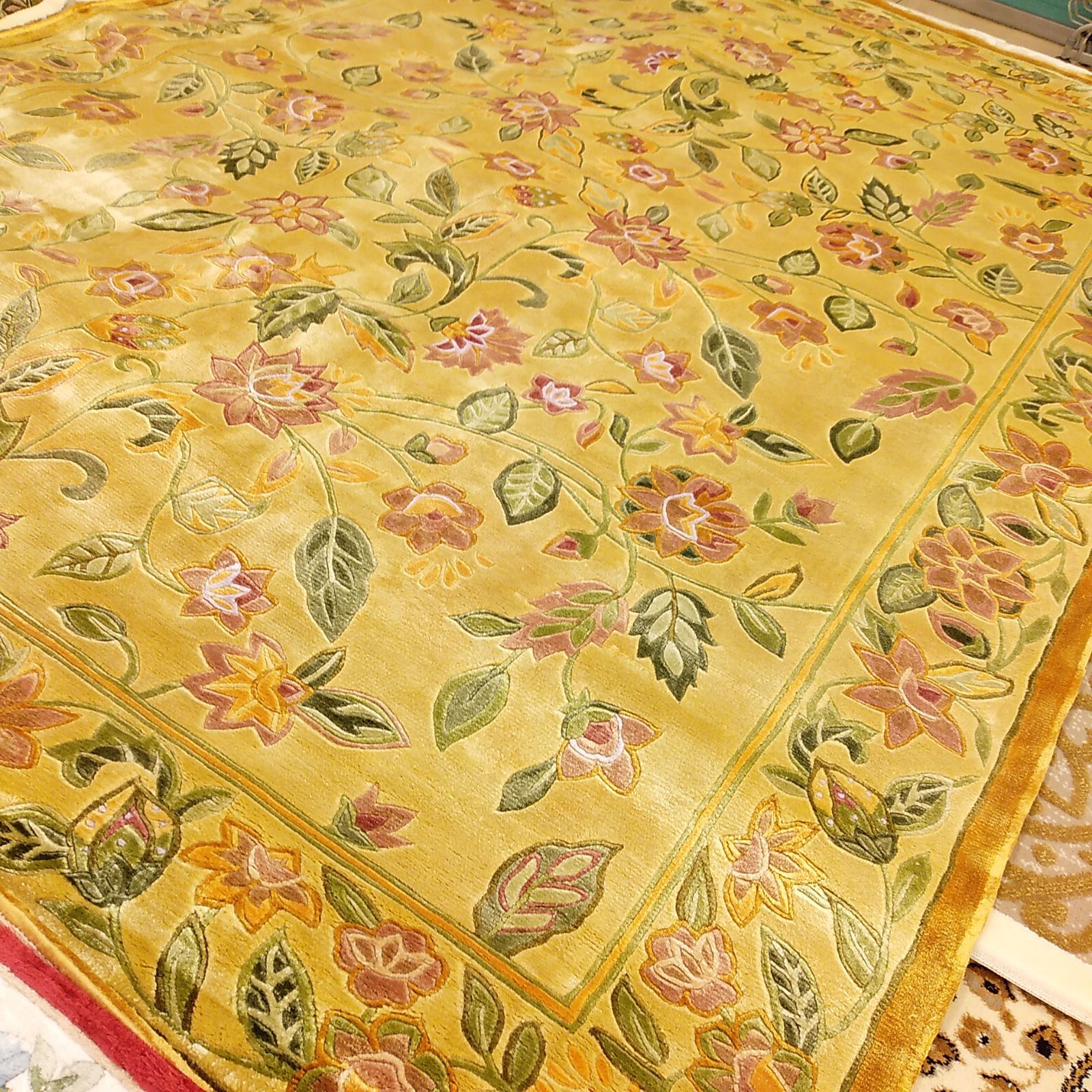 カーペット ラグ 段通調カーペット 約166х237 シルク段通調 シルク緞通調