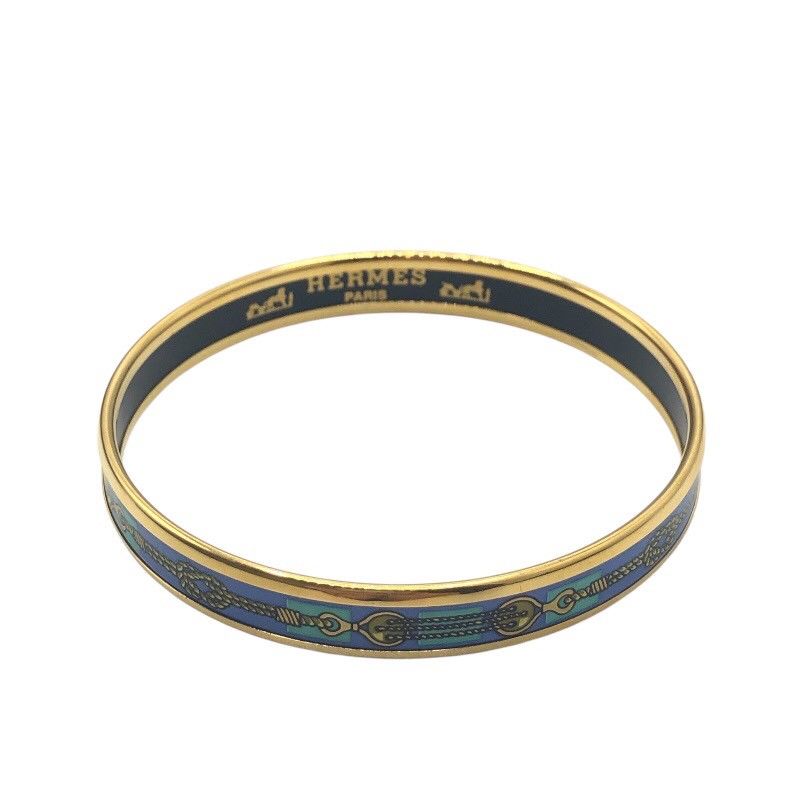 エルメス HERMES エマイユバングルPM ブルー GD