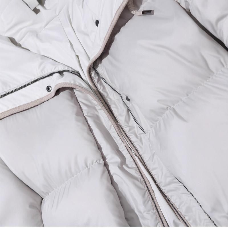 ダウンジャケット レディース ロング丈 フード付き 厚手 防寒 アウター 白 ポリエステル ブラック アイボリー 秋冬 通勤