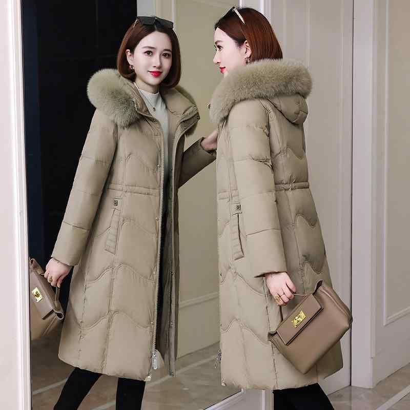 ダウンジャケット レディース フード付き ミドル丈 Aライン 80cm丈 ポリエステル アウター 冬 厚手 あったか 防寒 ホワイト 白 グリーン レ GULLKHAN_COM